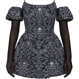 DOLLSKILL Vexed Hearts Mini Dress – Skull Print – Small – NWT – Retail $98